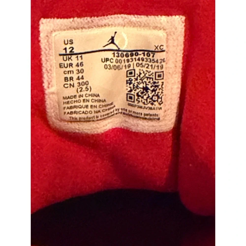 Air Jordan 12 Retro FIBA White University Red Gold 130690-107 Mens Size 12